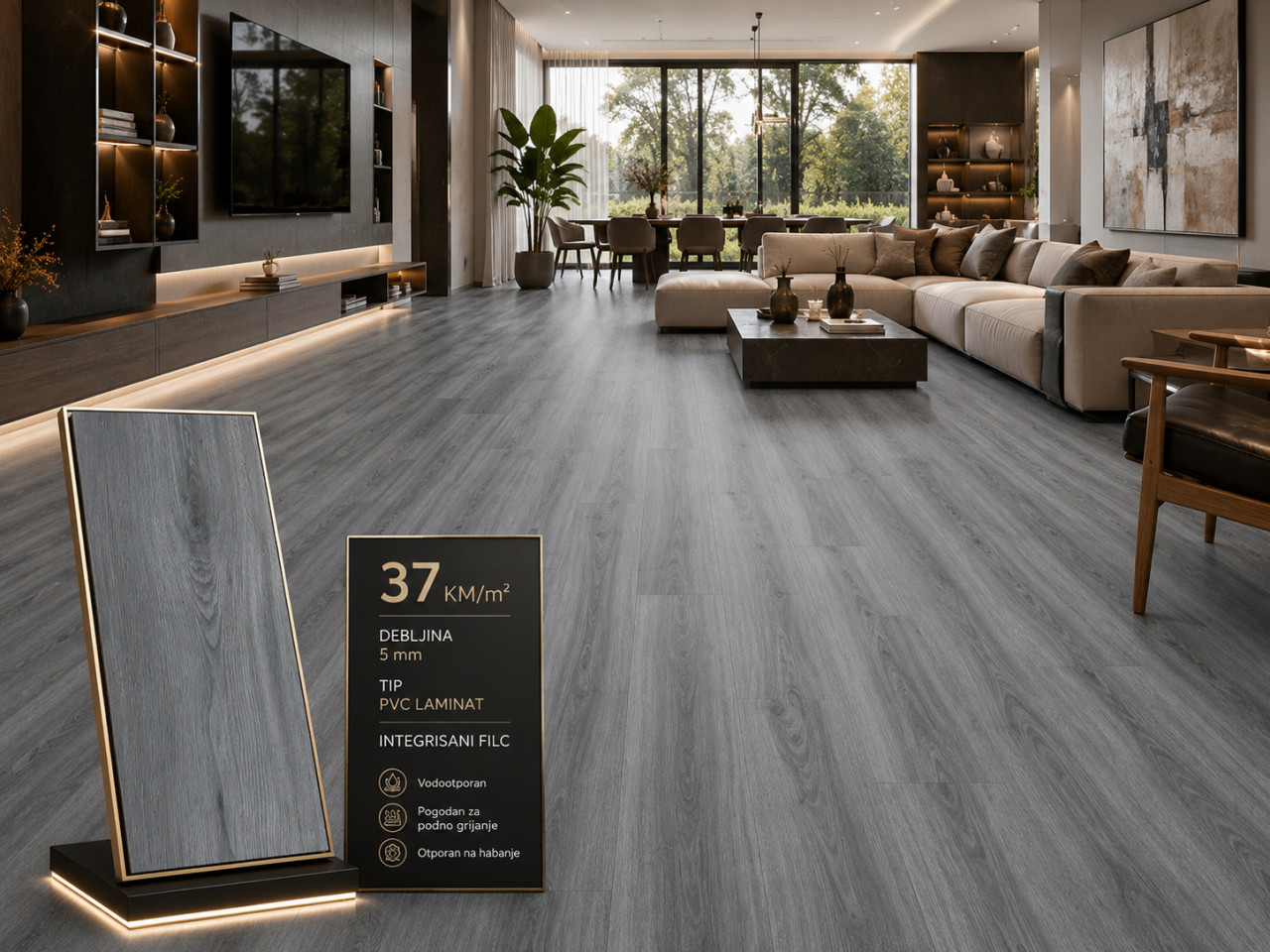 LAMINAT 5 I 7 MM VINIL PVC VIŠE BOJA FILC VODOOTPORNI LAMINATI
