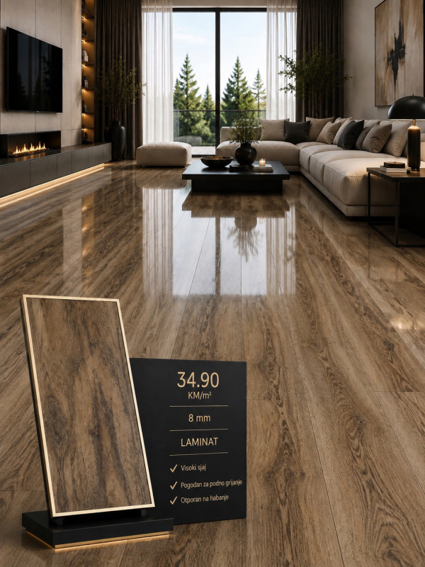 LAMINAT 8MM VISOKI SJAJ | NOVO | VRHUNSKI KVALITET