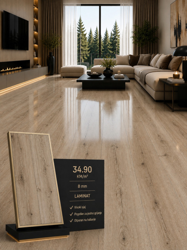 LAMINAT 8MM VISOKI SJAJ | NOVO | VRHUNSKI KVALITET