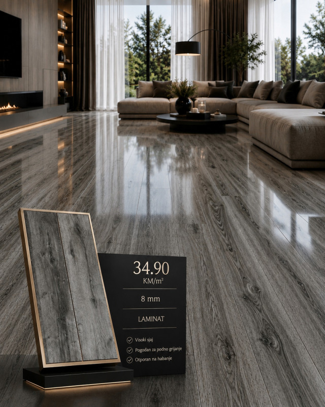 LAMINAT 8MM VISOKI SJAJ | NOVO | VRHUNSKI KVALITET