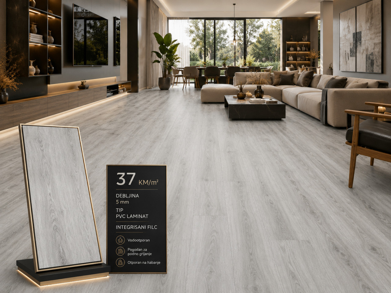 LAMINAT 5 I 7 MM VINIL PVC VIŠE BOJA FILC VODOOTPORNI LAMINATI