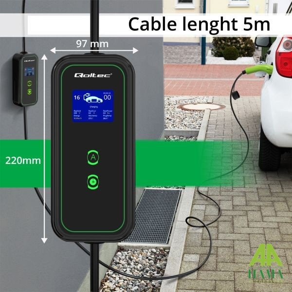 Punjač električnih vozila 11kW, boja: crna/zelena
