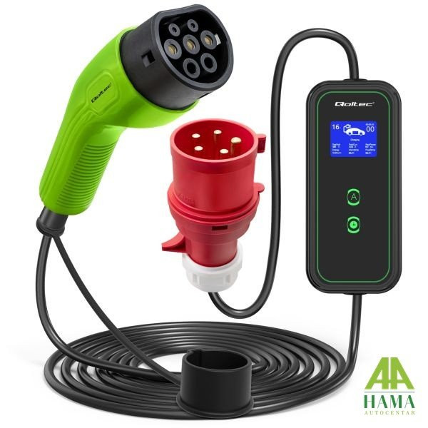 Punjač električnih vozila  11kW, boja: crna/zelena, kabel tip 2