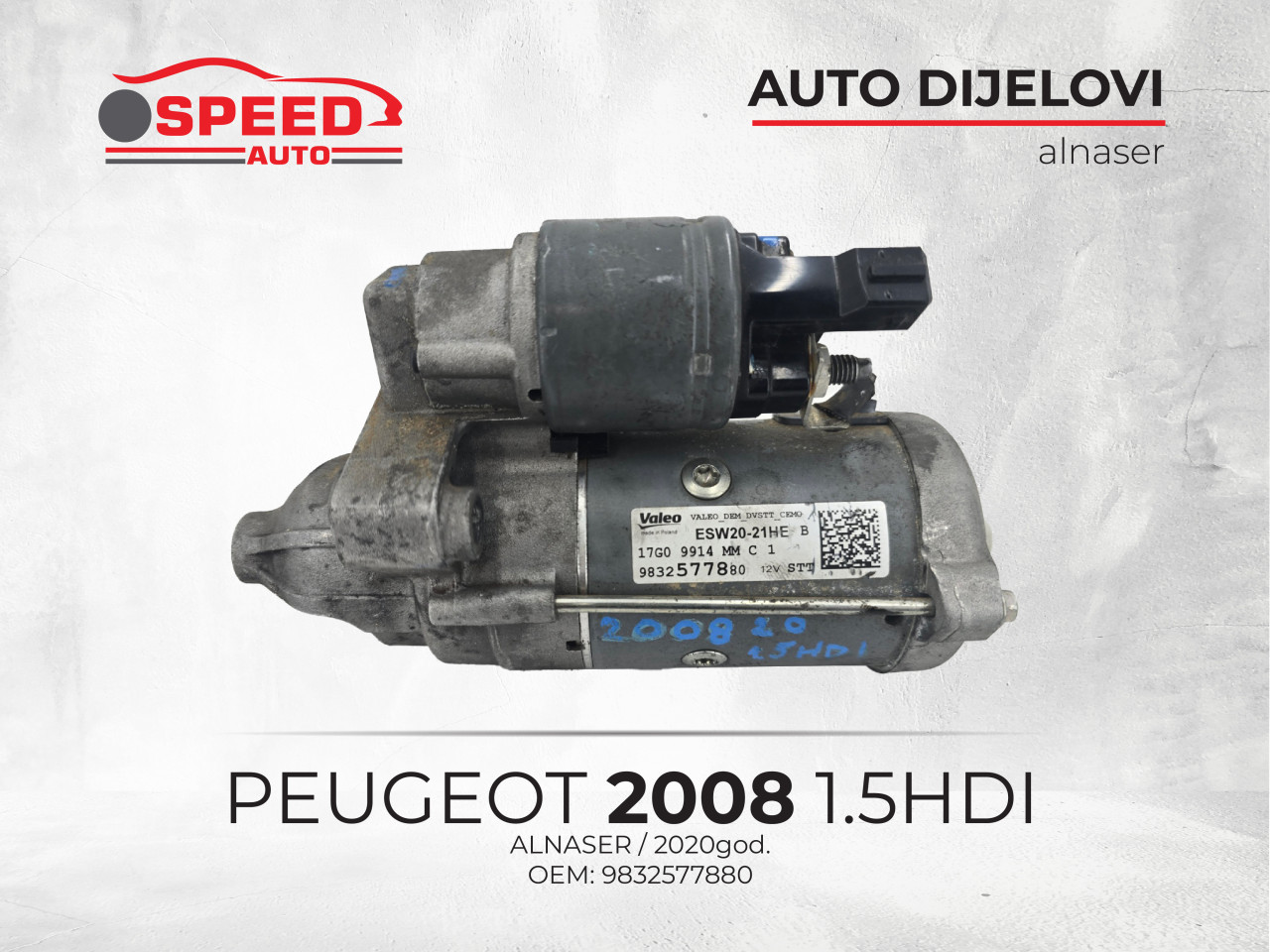ALNASER PEUGEOT 2008 1.5HDI / 2020god. OEM: 9832577880