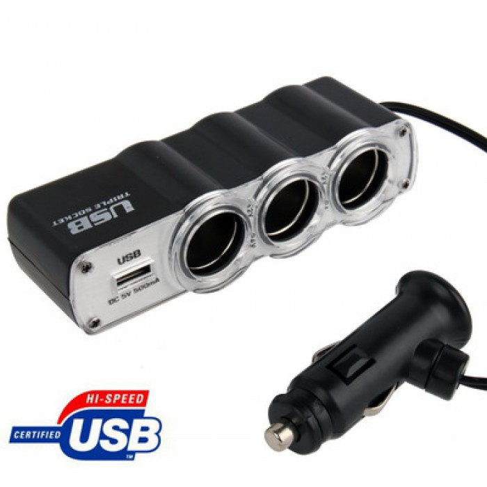 Punjač za Auto upaljač sa 3utora + 3USB 0921