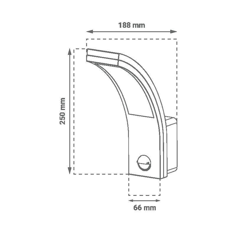 LED zidna svjetiljka sa senzorom 15W, 3000K, crna boja