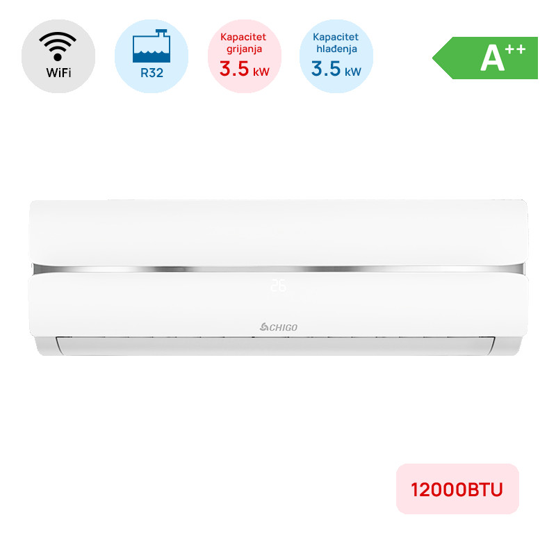 Klima Chigo 12  12000BTU 3.5kW  -25 +50 s grijačem WiFi  Inverter