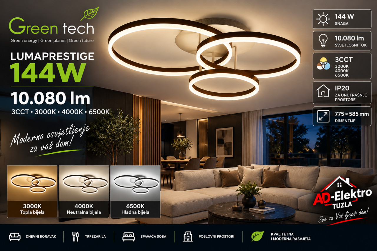 LED plafonjera Green Tech LUMAPRESTIGE 144W 3CCT 10080lm