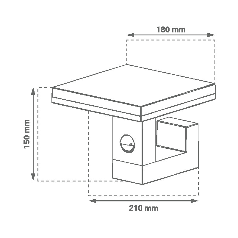 LED zidna svjetiljka sa senzorom 15W, 3000K, crna boja