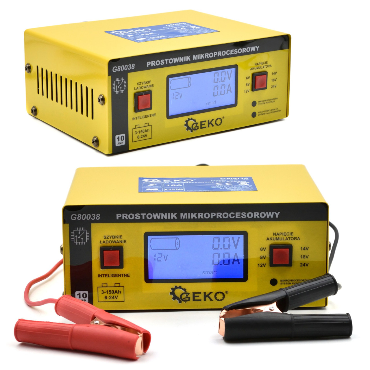 LCD Ispravljač Punjač Akumulatora Baterija 6V 12V 24V 10A GEKO