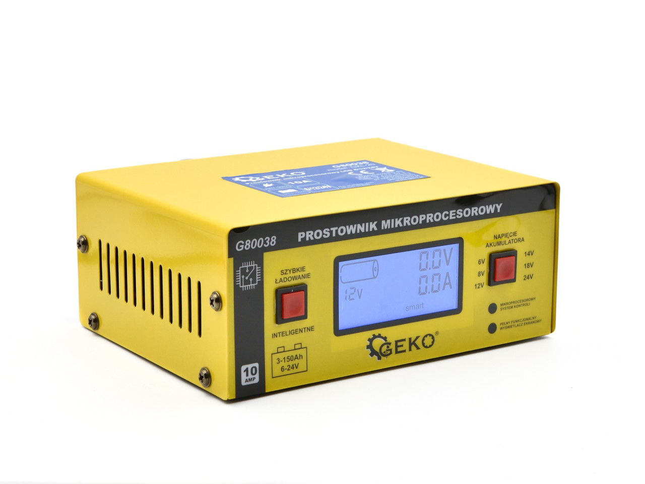 LCD Ispravljač Punjač Akumulatora Baterija 6V 12V 24V 10A GEKO