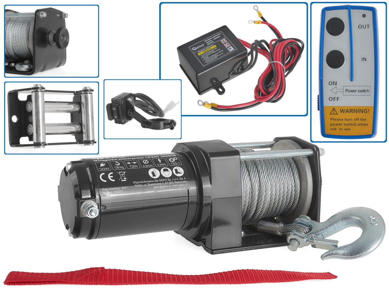 Električna Vinča Vitlo Čekrk 12V 1361KG 0,9kW 153:1 GEKO