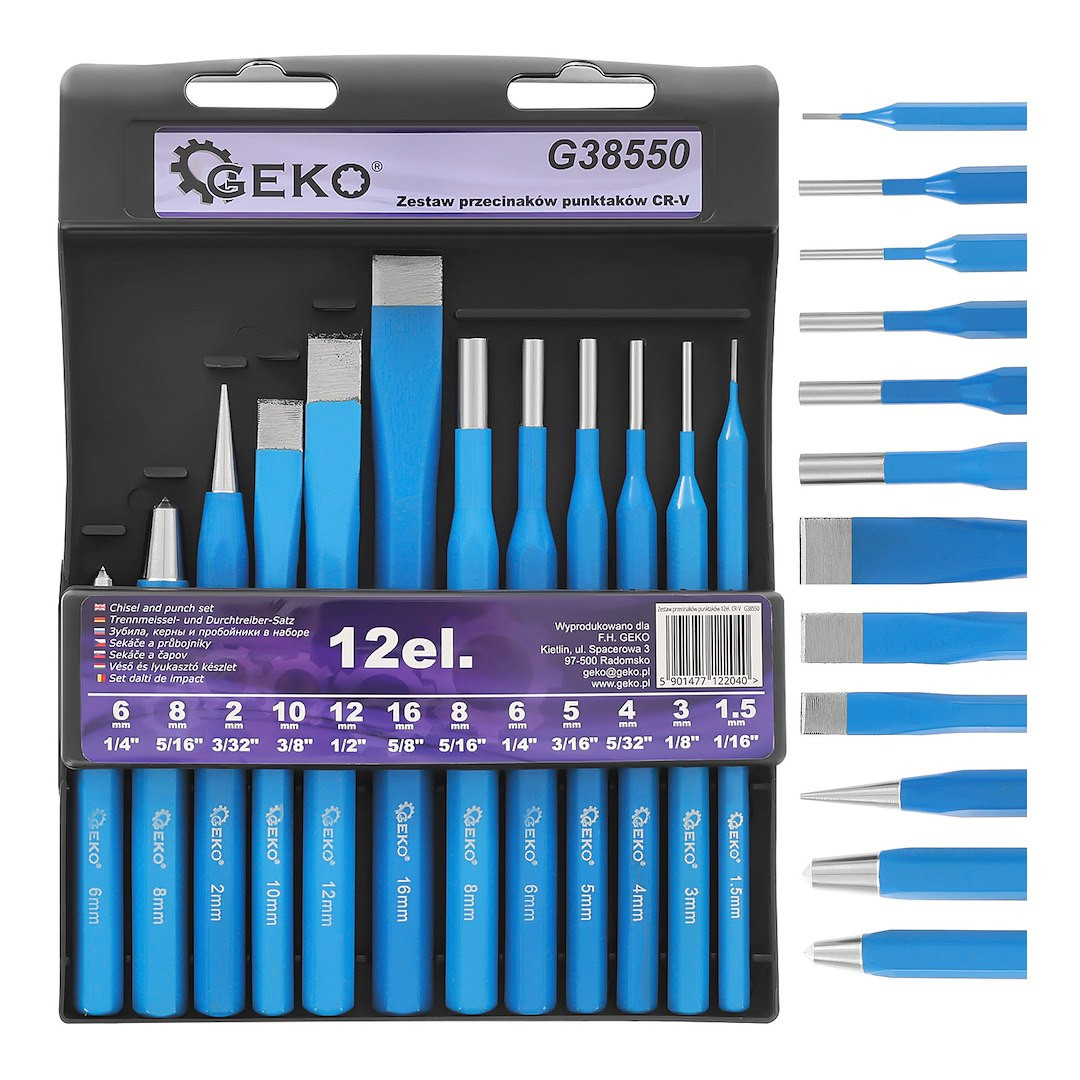 Set 12/1 Izbijača Dlijeta Kirneri Tačkaši CR-V G38550 Geko
