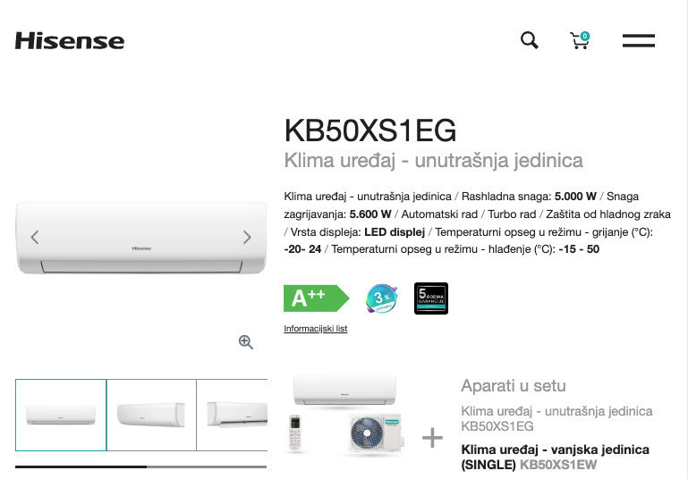Klima inverter 18 Hisense KB50XS1EG