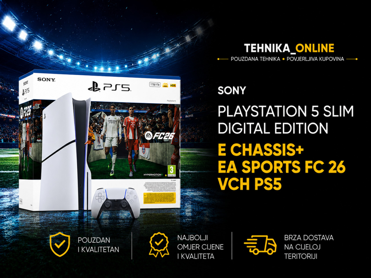 PlayStation Sony 5 Slim E chassis+EA Sports FC 26 VCH