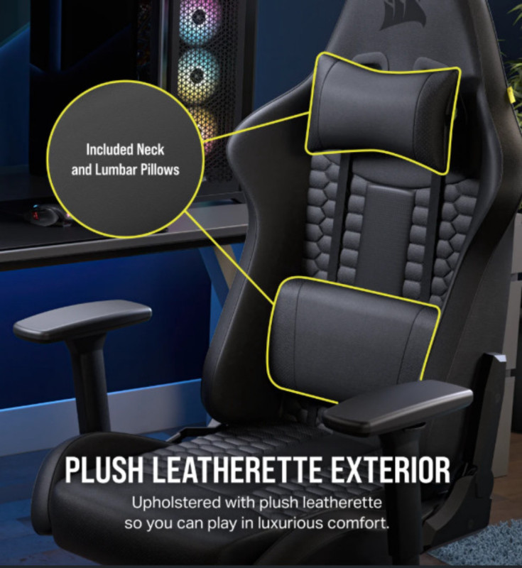 Corsair TC100 Gaming Chair Relaxed, Fabric Black/Black 120kg