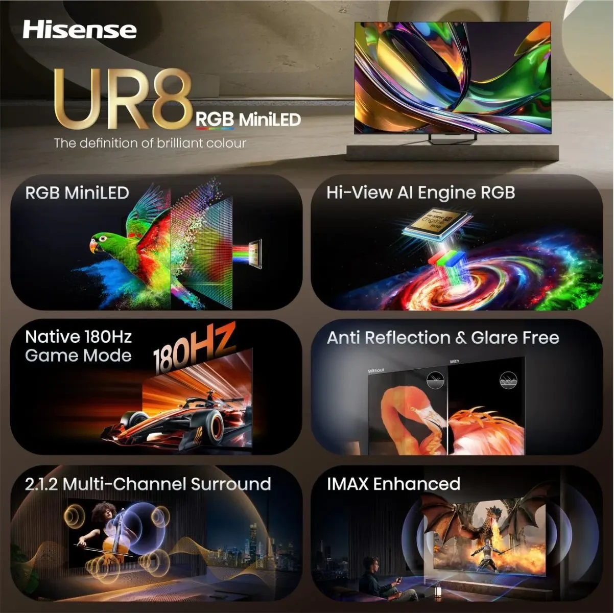 HISENSE TV 55  UR8S | RGB MiniLED Smart TV 4K 180 Hz