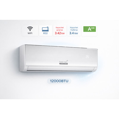 Klima Green Tech 12000BTU, 3.4kW, A++, R32, -15C -53C,
