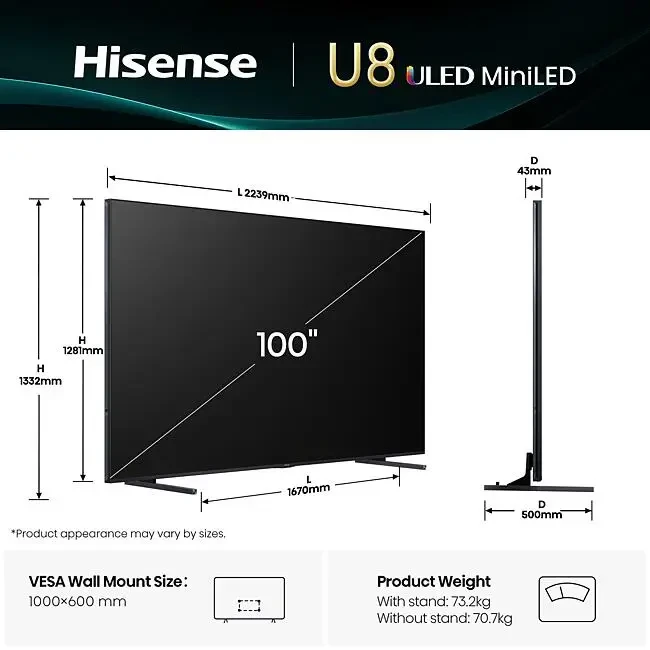 HISENSE MINI LED4 K  100U8Q