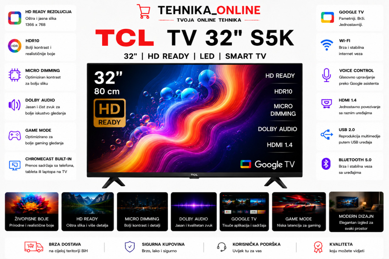 TCL 32" S5K FullHD QLED HDR 10 Android TV 32S5K
