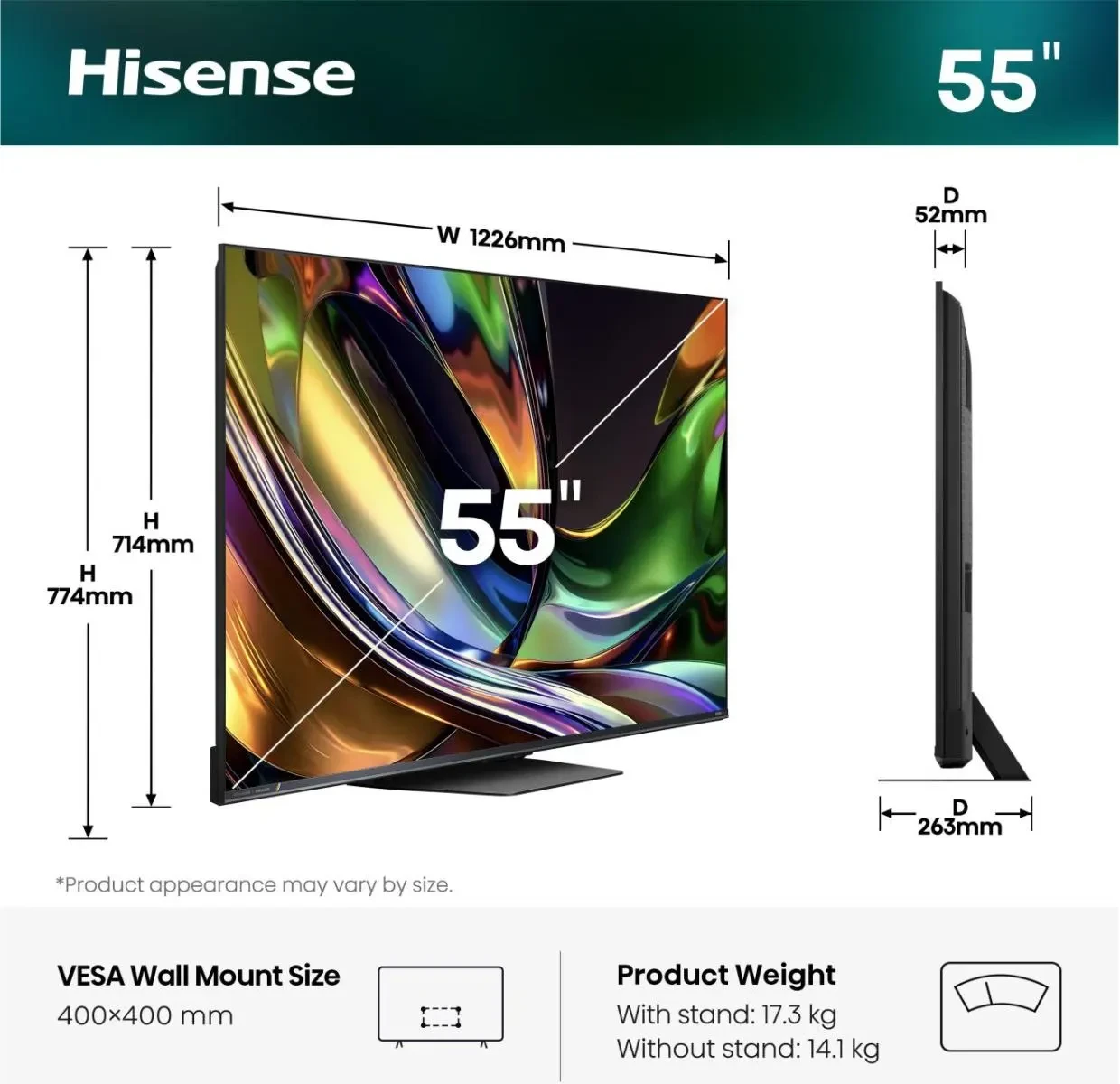 HISENSE TV 55  UR8S | RGB MiniLED Smart TV 4K 180 Hz