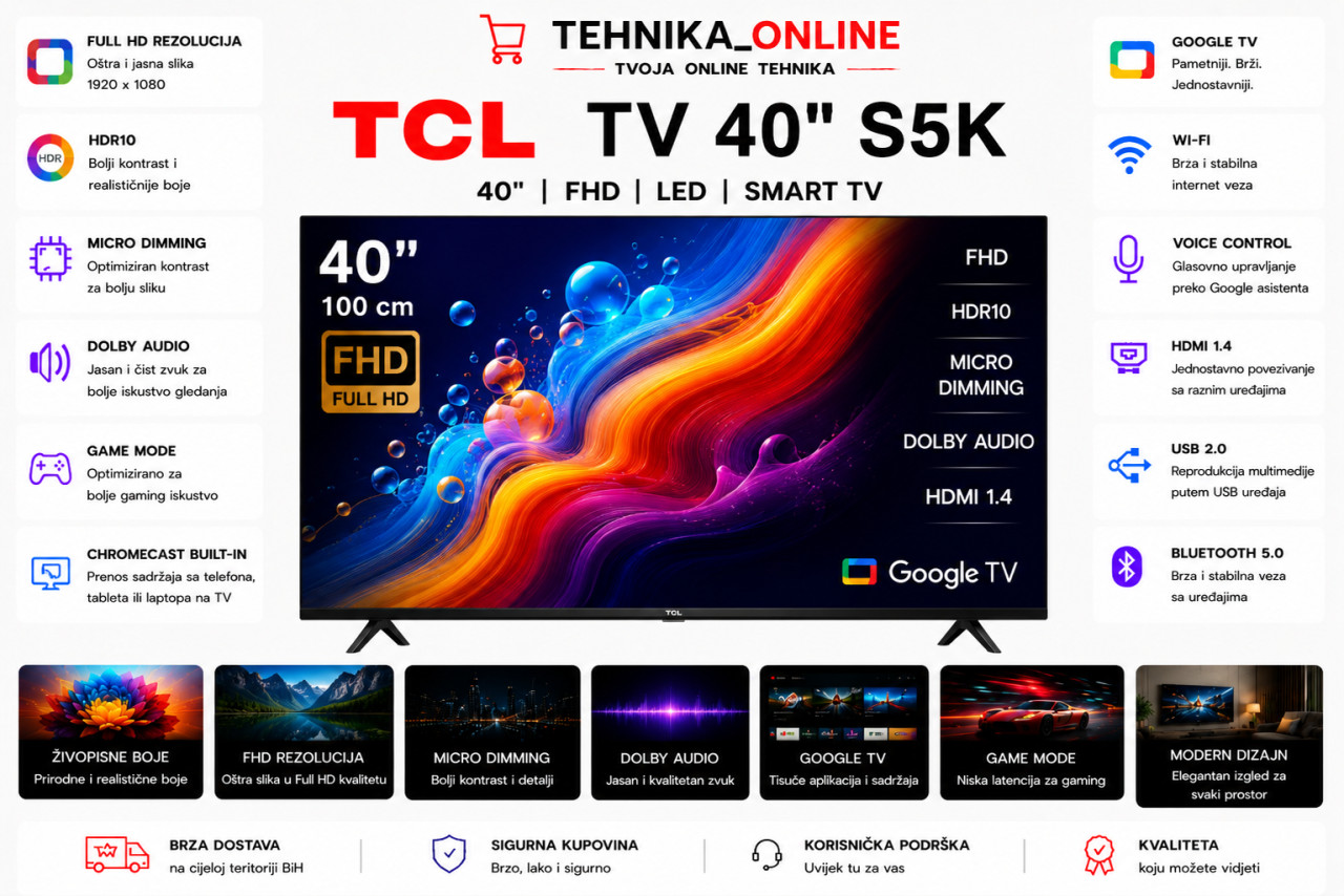 TCL TV 40" S5L FullHD QLED Android TV
