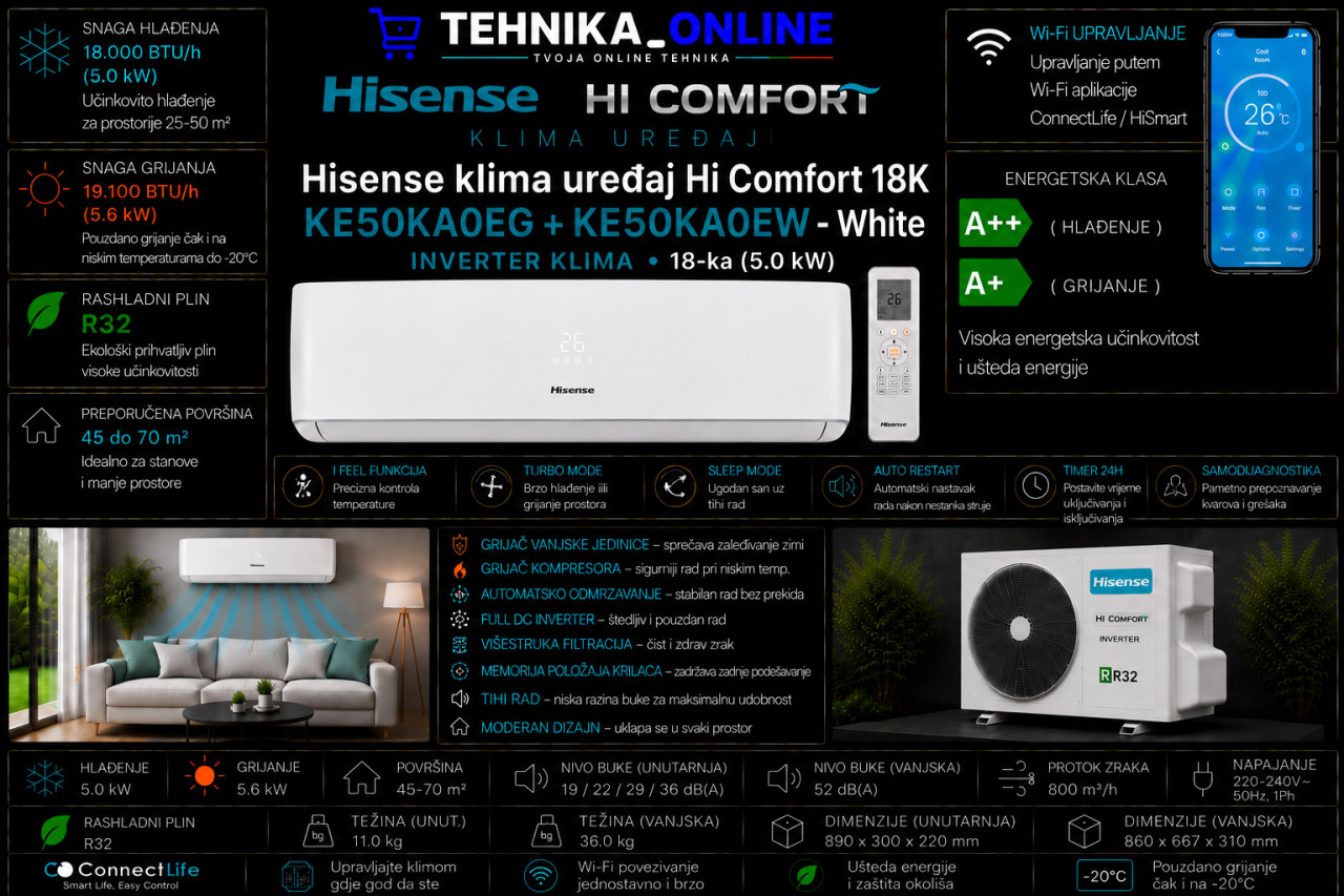 Klima Hisense 18-KA Hi Comfort KE50 -20 GRIJAČ VANJSKE