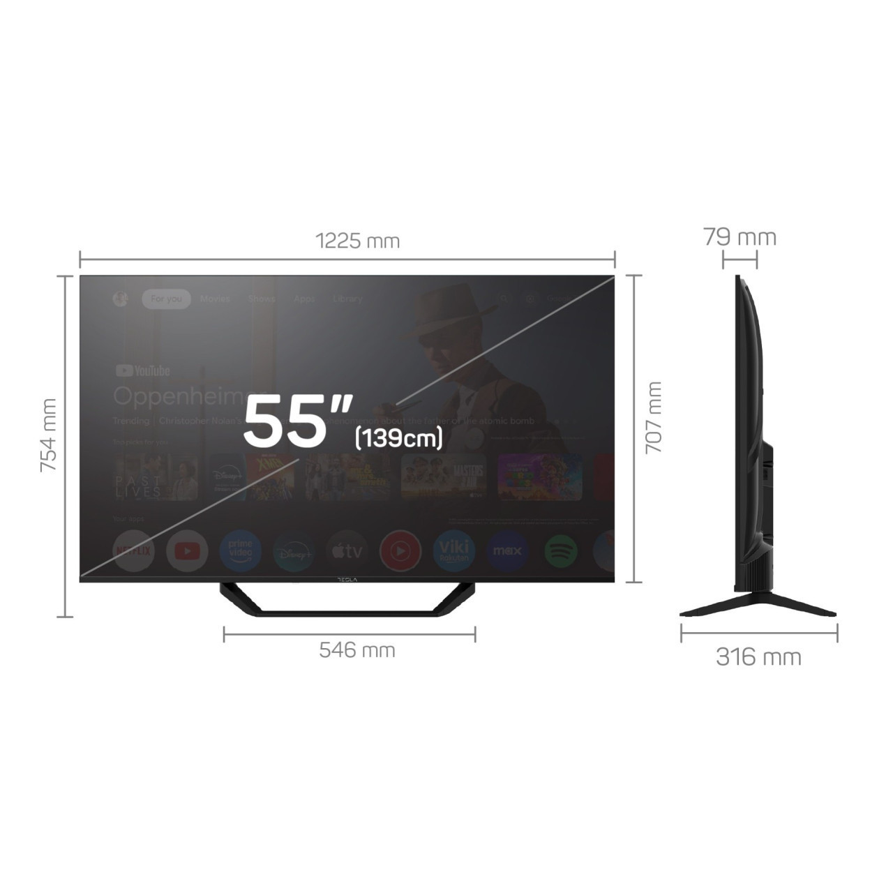 Televizor 55 TESLA 55E655BUS 4K Google TV 55'' smart wifi