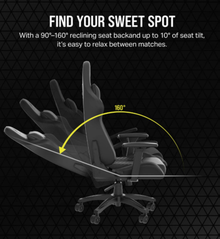Corsair TC100 Gaming Chair Relaxed, Fabric Black/Black 120kg