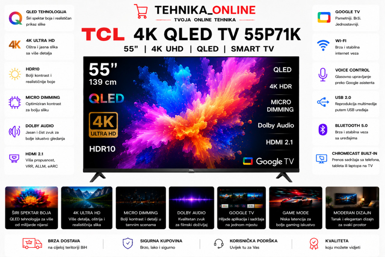 TCL 4K QLED TV 55P71K