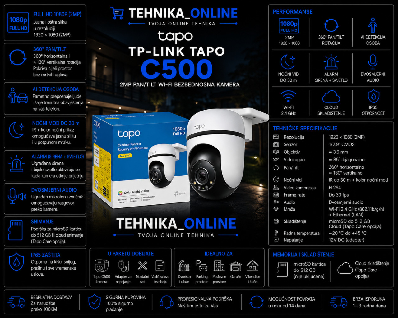 TP-LINK Tapo C500 2MP IP kamera 4mm