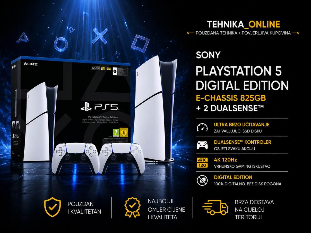 SONY PlayStation 5 E-Chassis Digital 825GB + 2 DualSense