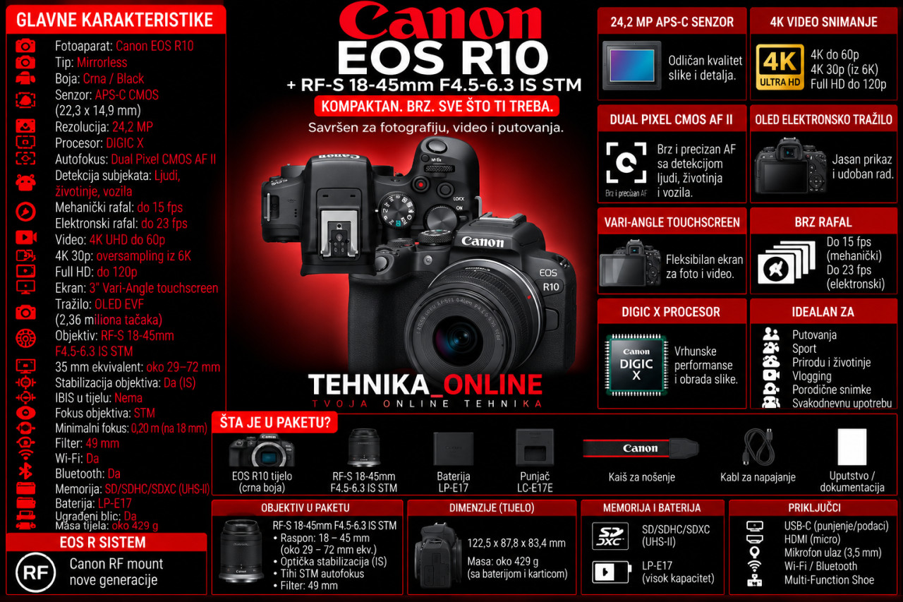 Fotoaparat CANON R10 RF-S 18-45 IS STM