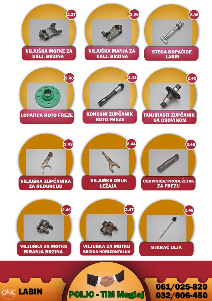 Motokultivator Freza kosilica kosacica LABIN dijelovi