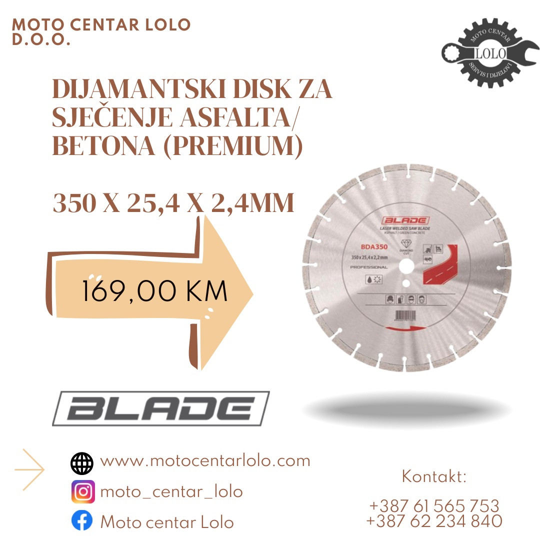 Dijamantski disk za sječenje asfalta/betona BLADE BDA350