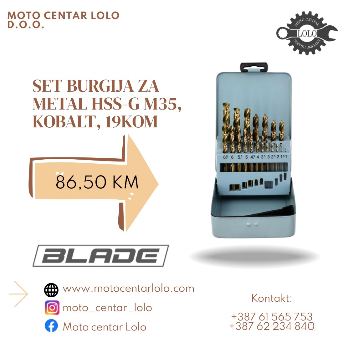 Set burgija za metal HSS-G kobalt 19 kom BLADE BBKS