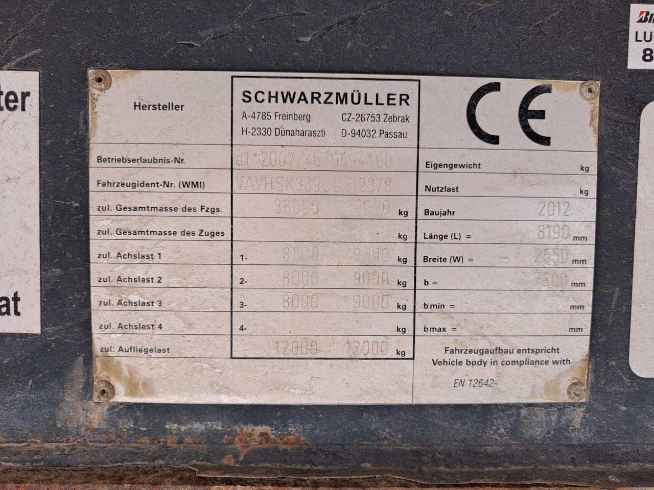 Schwarzmueller SK/H100/AB0 (441) - KIPA 3 OSOVINE / TROSTRANA