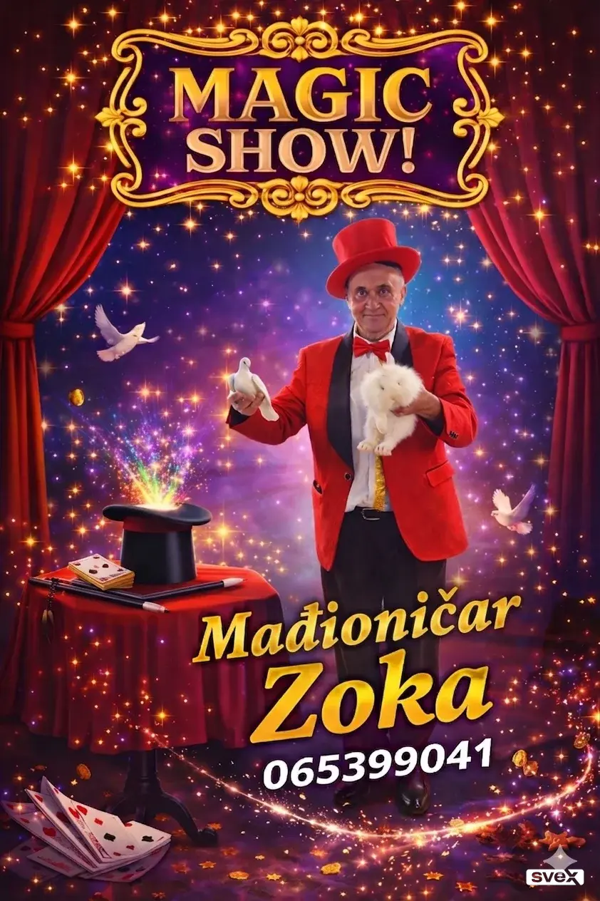 Madjionicar Zoka izvodi madjionicarske predstave i drzi Magic Shop kao i Skolu za madjionicare svih uzrasta