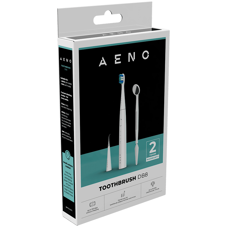 AENO Sonic Electric toothbrush, DB8: White, 3modes, 3 brush heads