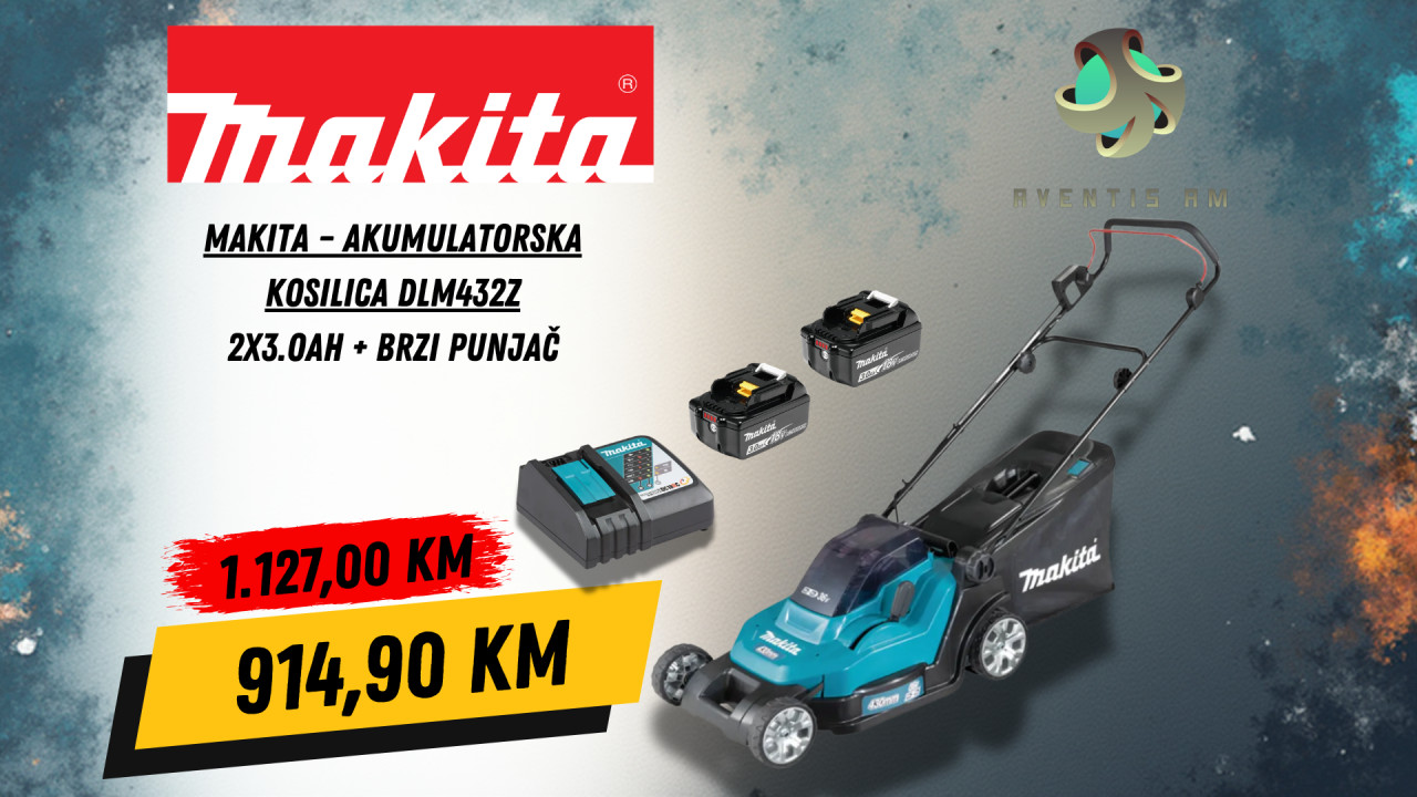 Makita Aku kosilica DLM432Z 2X3.OAH + BRZI PUNJAČ
