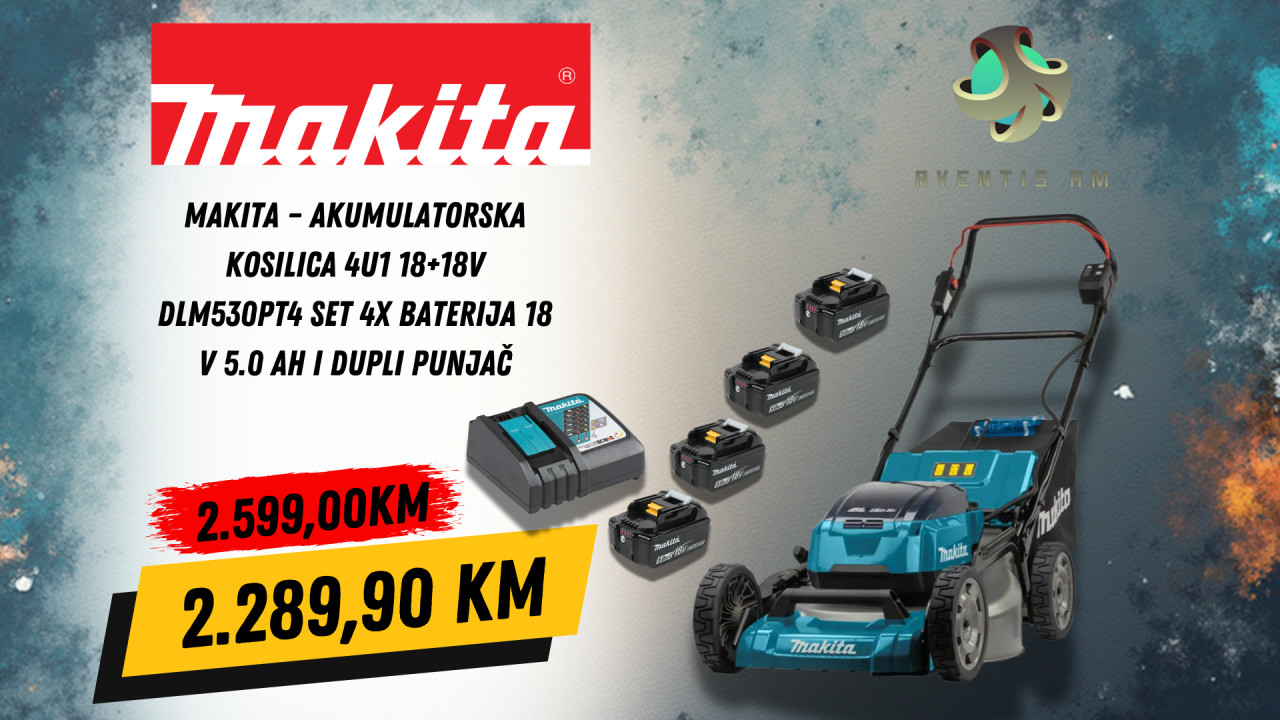 Makita Aku kosilica 4u1 18+18V DLM530PT4 SET