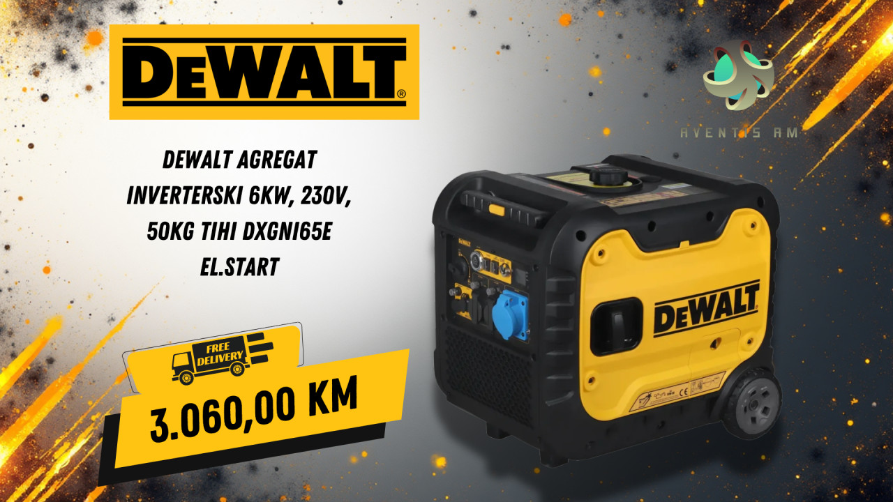 Dewalt agregat inverterski 6kW, 230V, 50kg tihi DXGNi65E el.start