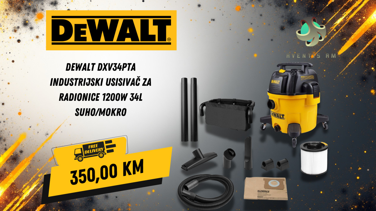 DEWALT DXV34PTA USISIVAČ 1200W 34L SUHO/MOKRO