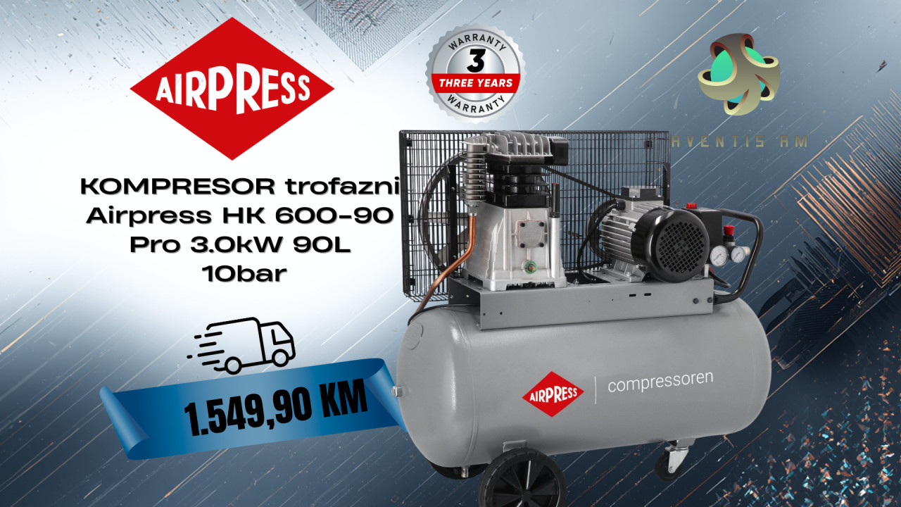 KOMPRESOR trofazni Airpress HK 600-90 Pro 3.0kW 90L 10bar