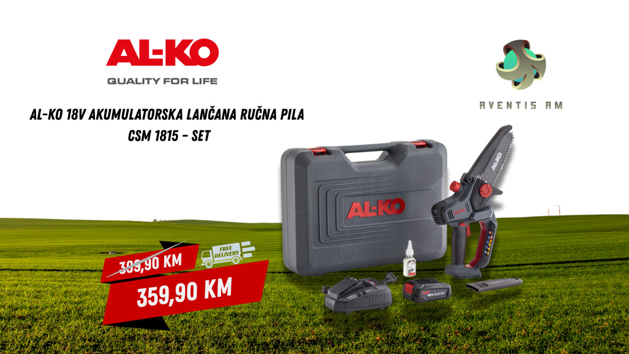 AL-KO 18V akumulatorska lančana ručna pila CSM 1815 set