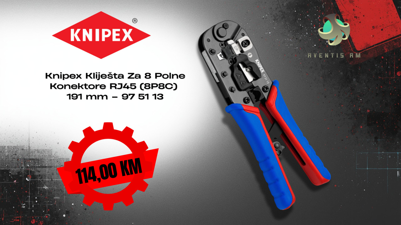 Knipex Kliješta Za 8 Polne Konektore RJ45 (8P8C) 191 mm 97 51 13