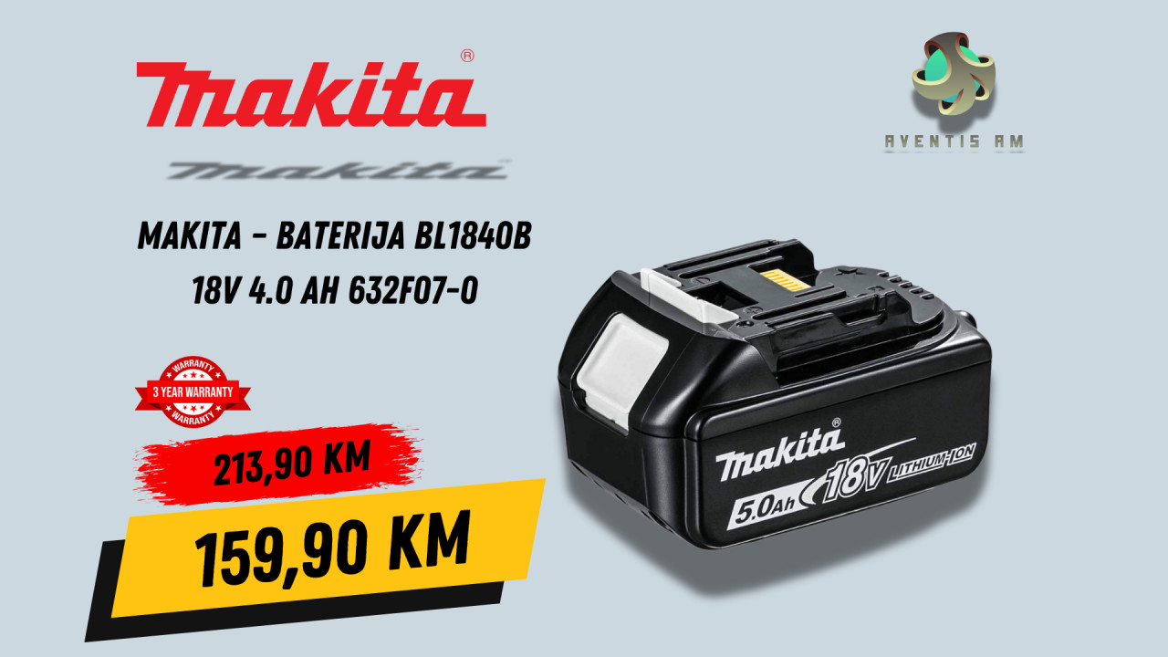 Makita Baterija BL1840B 18V 4.0 Ah 632F07-0