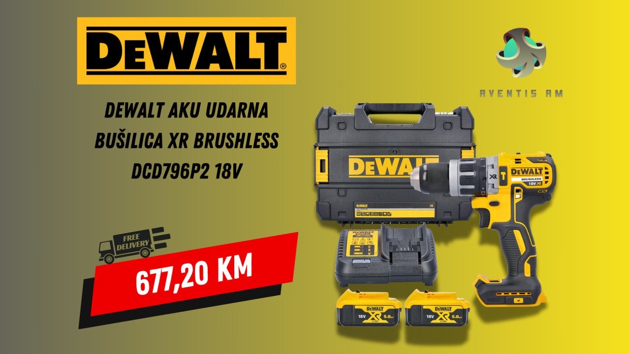 DeWALT aku udarna bušilica XR BRUSHLESS DCD796P2 18V