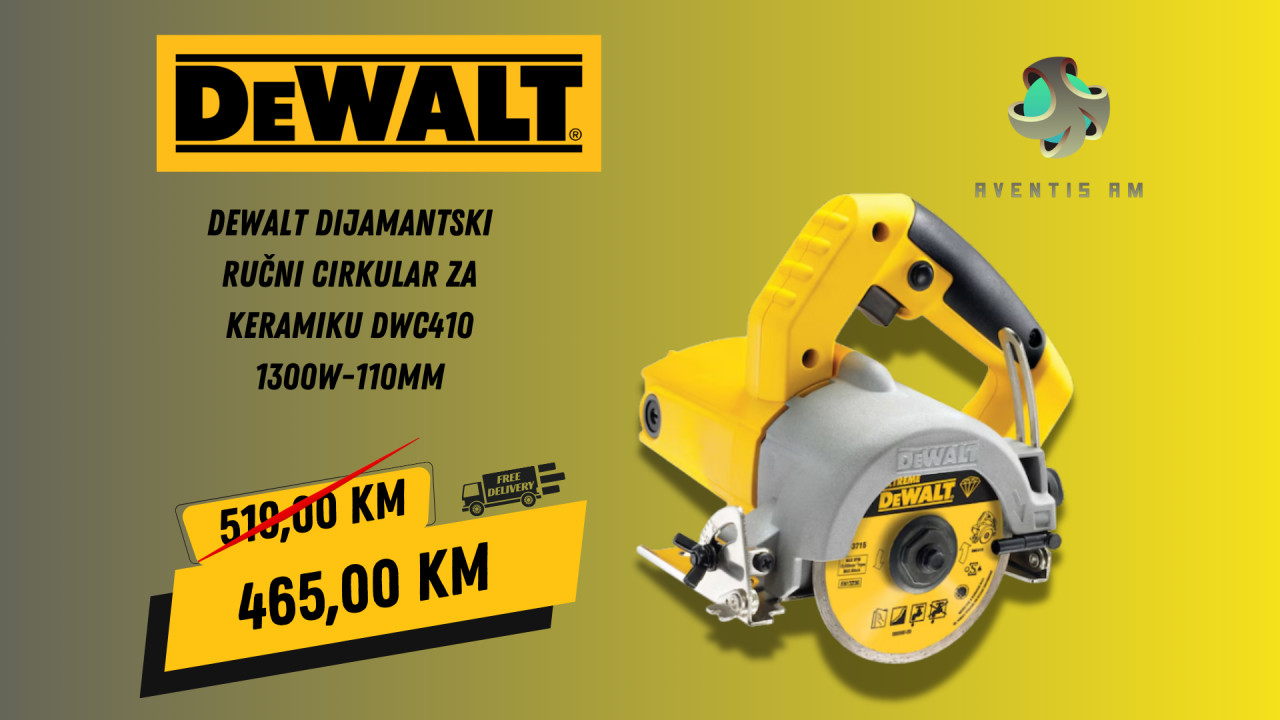 DeWALT dijamantski ručni cirkular za keramiku DWC410 1300W-110mm
