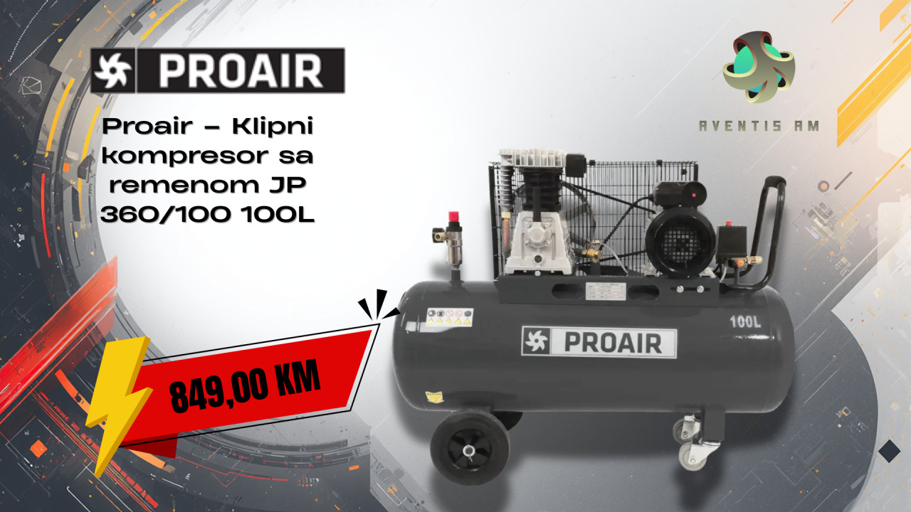 Proair Klipni kompresor sa remenom JP 360/100 100L